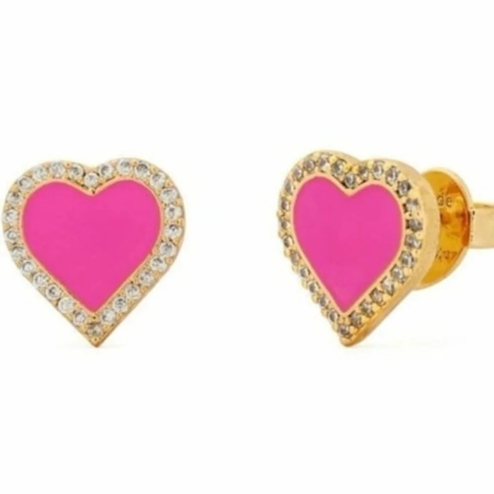 💕▪️Kate Spade ▪️Take Heart Pave Pendant Pink Necklace And Earring Bundle Set